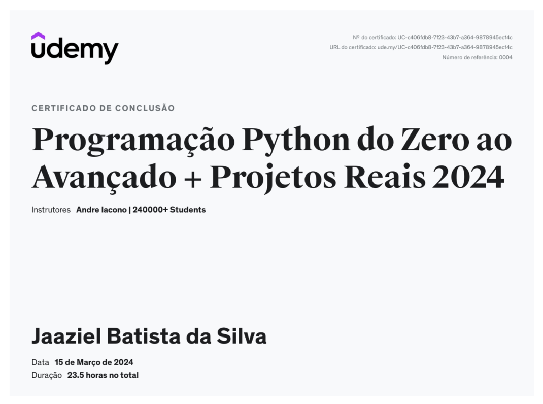 Programação Python do Zero ao Avançado + Projetos Reais 2024